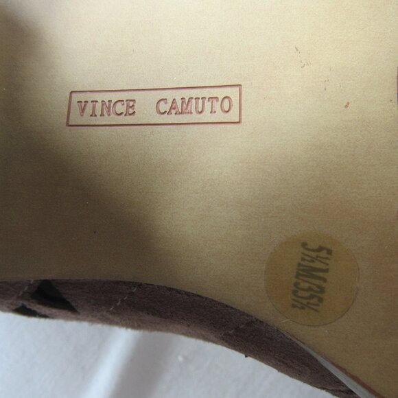 Vince Camuto Tan Suede Leather TARITA Sandal Cut Out Stacked Heel Women's 5.5 - Picture 10 of 10